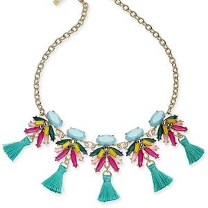 Gold-Tone Multi-Stone & Tassel Statement Necklace